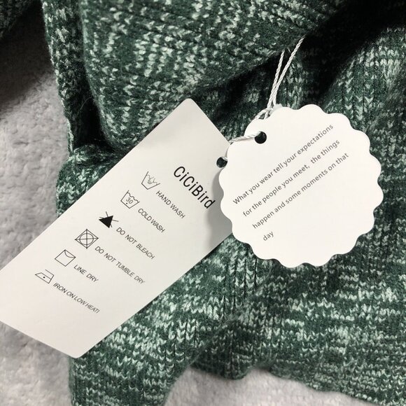 CiCiBrid Sweater Womens Size XL Green Knit Turtle Neck Pullover Heavy Cabincore - Picture 5 of 9
